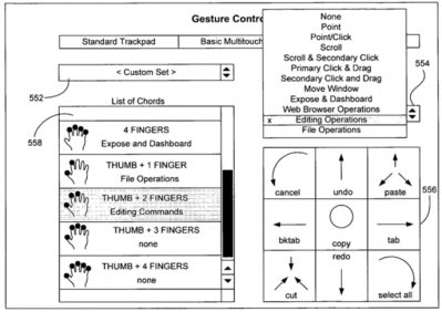 Apple gesture interface control panel patent