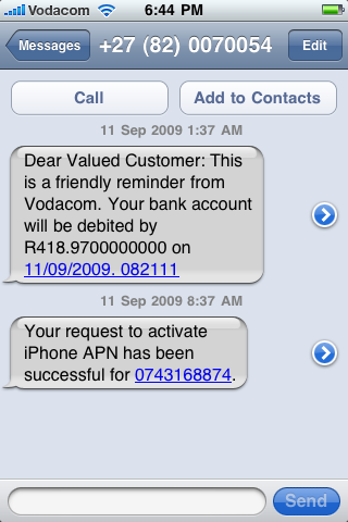 Vodacom communication - incomprehensible and inconsiderate