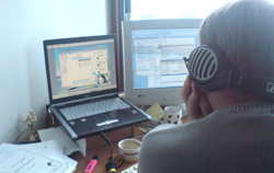 The managing director observes a usability test via a video link